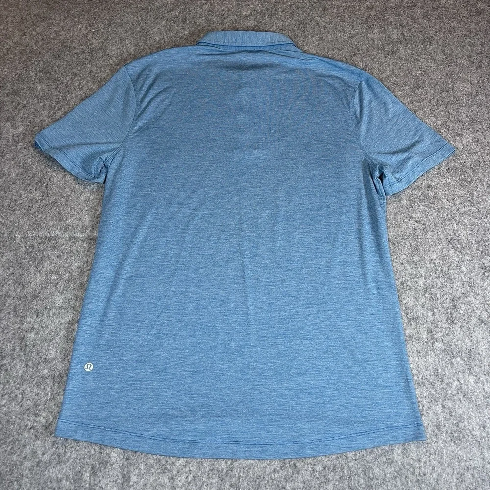 Lululemon Men's Evolution Polo Shirt Heathered Blue Short Sleeve Size M Athletic - Picture 5 of 8
